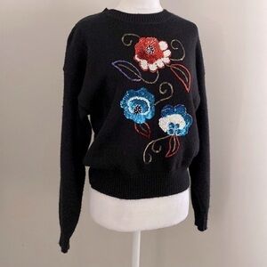 Vintage 90’s Russ Petites sequin floral sweater